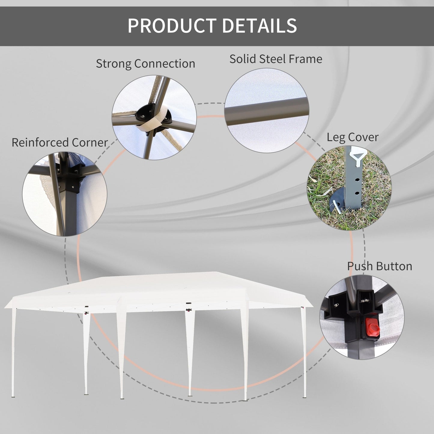Auvent pop-up robuste Outsunny avec cadre robuste, toit anti-UV et sac de transport pour terrasse, jardin, plage et arrière-cour