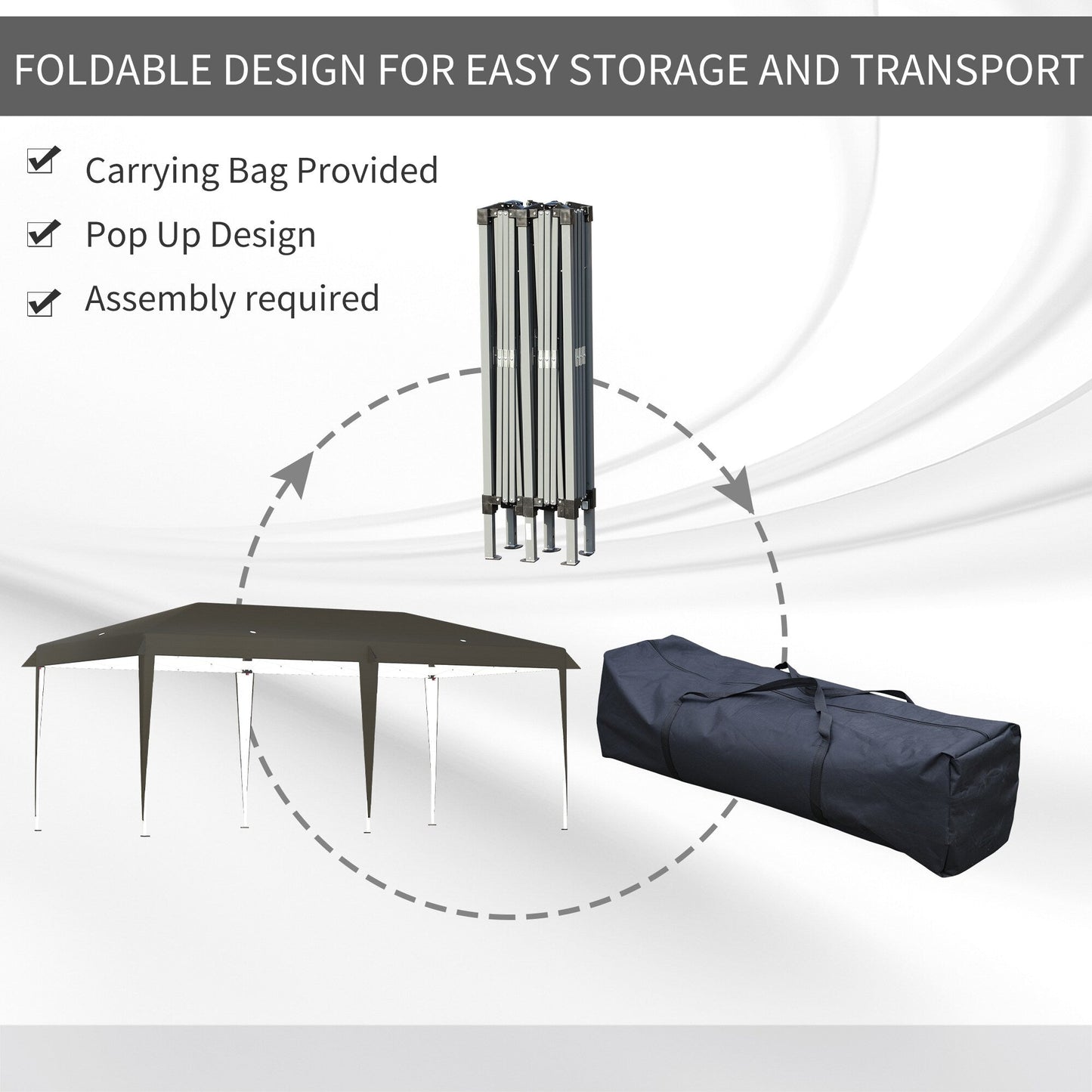 Auvent pop-up robuste Outsunny avec cadre robuste, toit anti-UV et sac de transport pour terrasse, jardin, plage et arrière-cour