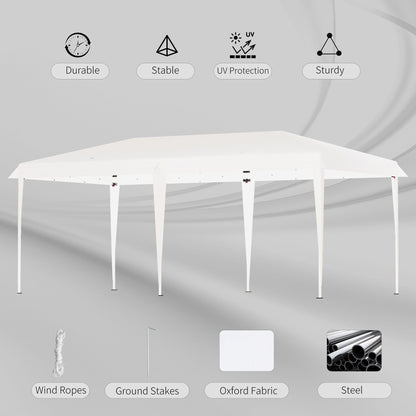 Auvent pop-up robuste Outsunny avec cadre robuste, toit anti-UV et sac de transport pour terrasse, jardin, plage et arrière-cour