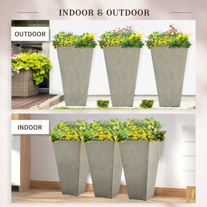 Lot de 3 grands pots de fleurs en plastique Outsunny 28 cm, pour l'intérieur et l'extérieur, pour l'entrée, la terrasse et la cour.