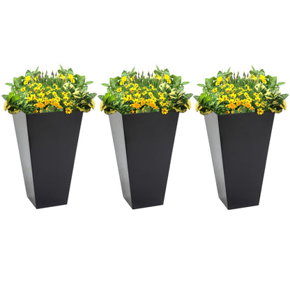 Lot de 3 grands pots de fleurs en plastique Outsunny 28 cm, pour l'intérieur et l'extérieur, pour l'entrée, la terrasse et la cour.