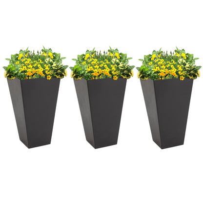 Lot de 3 grands pots de fleurs en plastique Outsunny 28 cm, pour l'intérieur et l'extérieur, pour l'entrée, la terrasse et la cour.