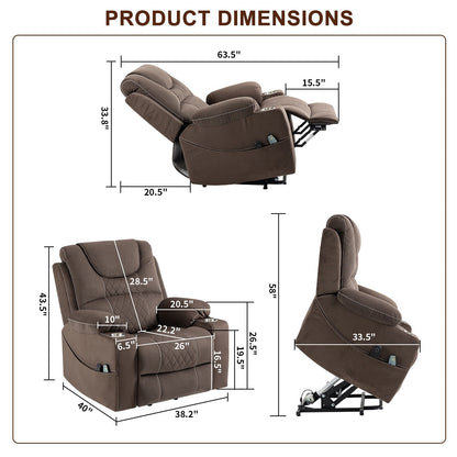 Fauteuil inclinable électrique surdimensionné pour personnes âgées, 400 lb.