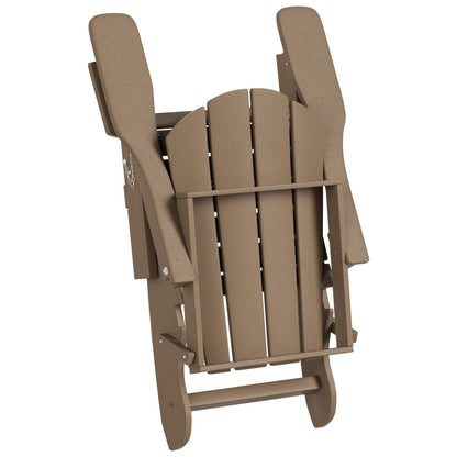Chaise Adirondack pliable Polytrends Laguna en PEHD pour terrasse extérieure toutes saisons avec pouf (ensemble 2 pièces)