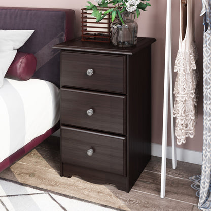 Table de chevet 3 tiroirs 100 % bois massif de Palace Imports avec boutons en métal ou en bois