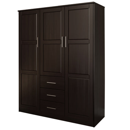 Armoire penderie 3 portes Cosmo 100 % bois massif de Palace Imports avec portes en bois massif ou en miroir
