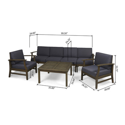 Ensemble de conversation d'extérieur 7 pièces en bois d'acacia Perla par Christopher Knight Home