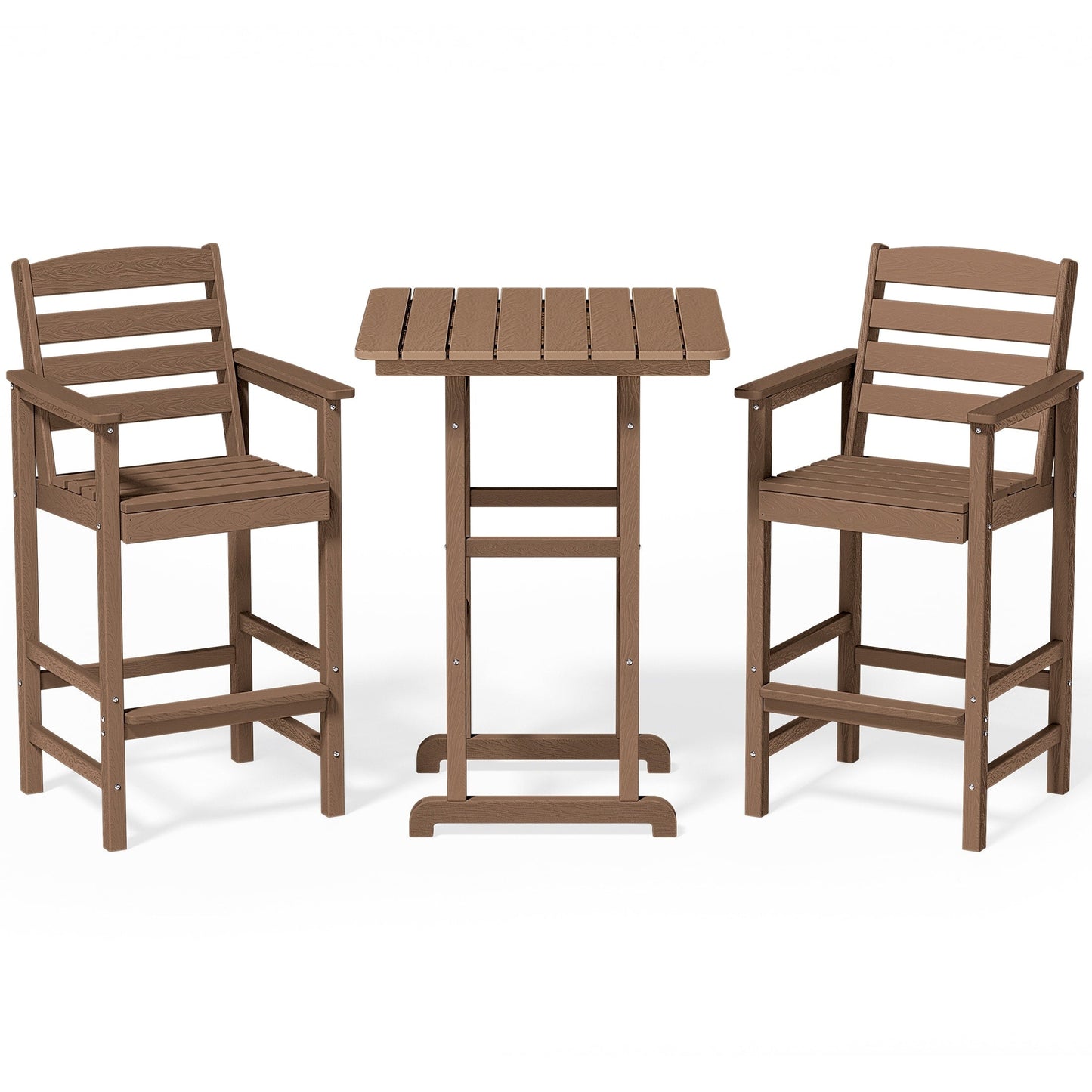 Ensemble de 3 chaises hautes Adirondack en plastique pour patio