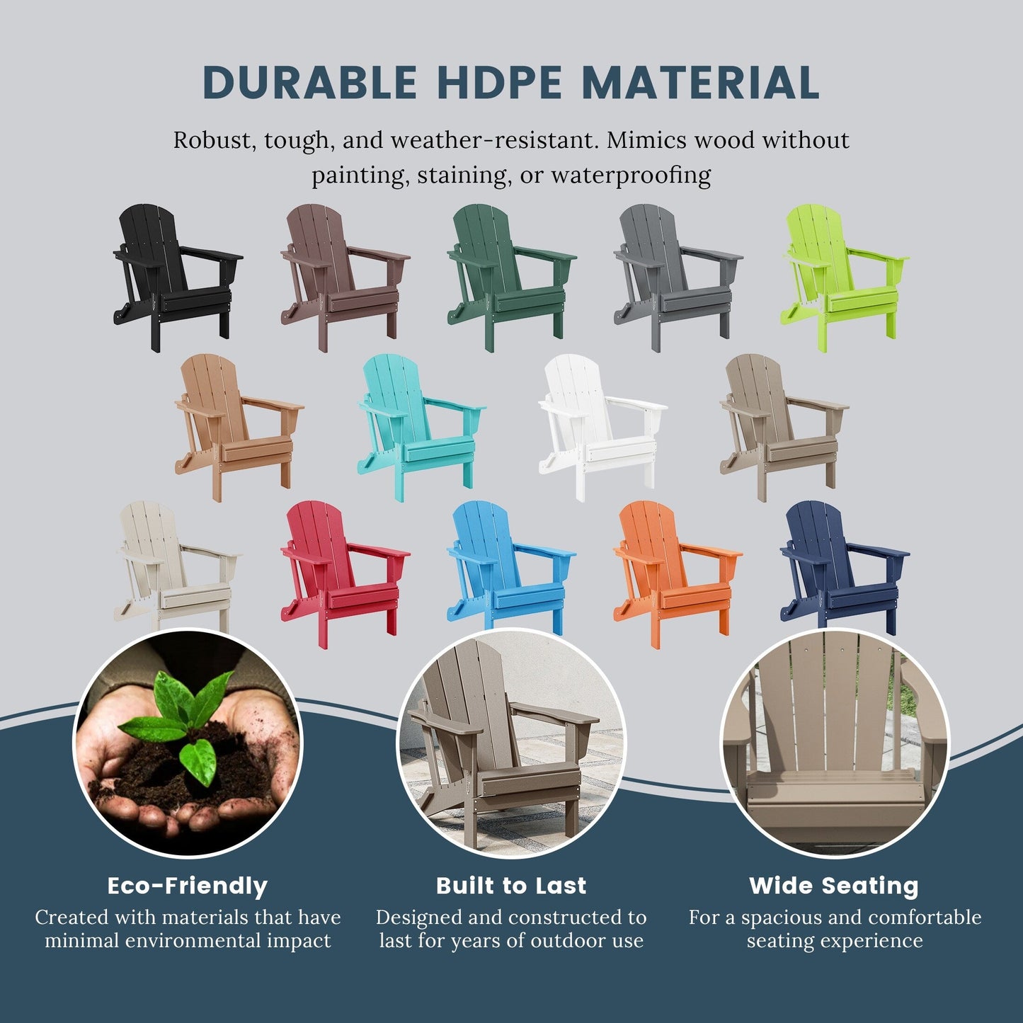 Chaises pliantes Adirondack Polytrends Laguna résistantes aux intempéries (lot de 4)