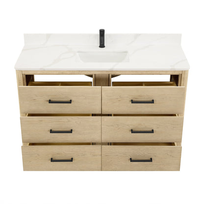 Meuble-lavabo Porto avec dessus en quartz blanc sans miroir