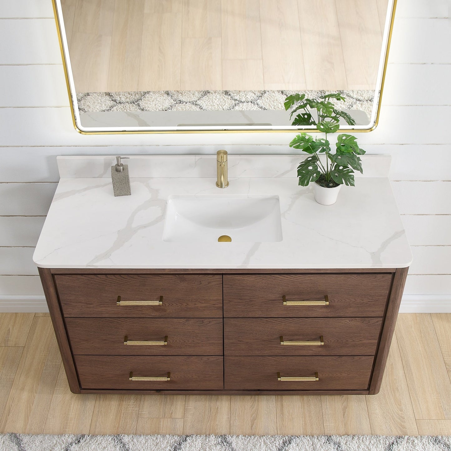 Meuble-lavabo Porto avec dessus en quartz blanc sans miroir