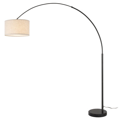 Lampadaire arqué réglable en acier Q-Max 81 avec abat-jour extra large et base en marbre