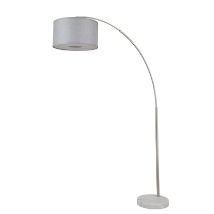 Lampadaire arqué réglable en acier Q-Max 81 avec abat-jour extra large et base en marbre