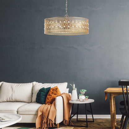 Lustre à 3 lumières River of Goods Bryar en laiton et cristal 23,5 W - 23,5 x 23,5 x 61,5