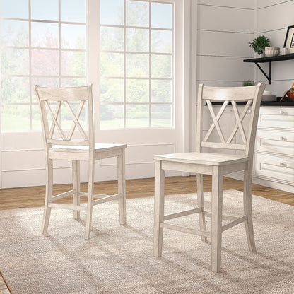 Chaises de comptoir Ronda à dossier double en X (lot de 2)