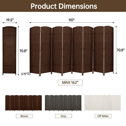 Paravent de séparation de pièce de 6 pieds de haut en fibre tissée, écran de confidentialité autoportant, écran pliant