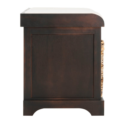 Banc de rangement tressé marron Euphemia de SAFAVIEH - 33,5 x 16,1 x 19,9 - 34 L x 16 P x 20 H