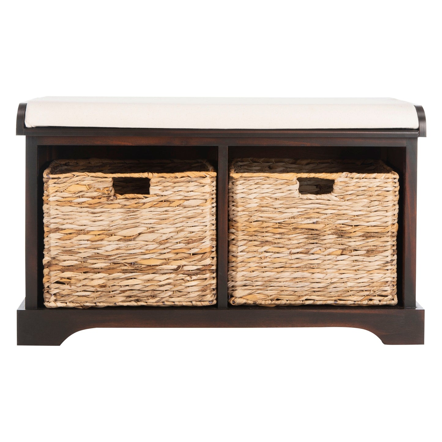 Banc de rangement tressé marron Euphemia de SAFAVIEH - 33,5 x 16,1 x 19,9 - 34 L x 16 P x 20 H