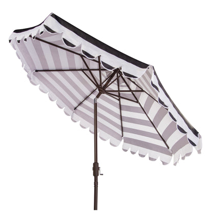 Parapluie à manivelle rayé SAFAVIEH Nargiz de 2,7 m, à motif festonné