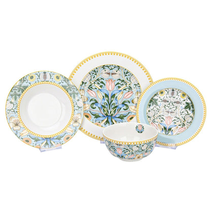 Service de table en porcelaine fine Morris Garden de STP Goods, 24 pièces pour 6 personnes