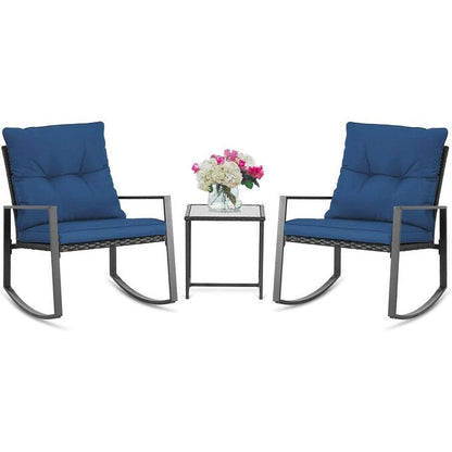 Ensemble bistrot à bascule d'extérieur en métal noir SUNCROWN 3 pièces