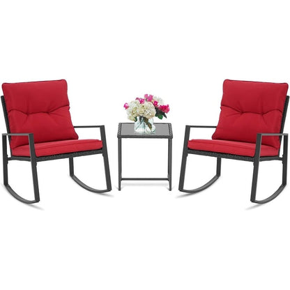 Ensemble bistrot à bascule d'extérieur en métal noir SUNCROWN 3 pièces