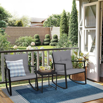 Ensemble bistrot à bascule d'extérieur en métal noir SUNCROWN 3 pièces