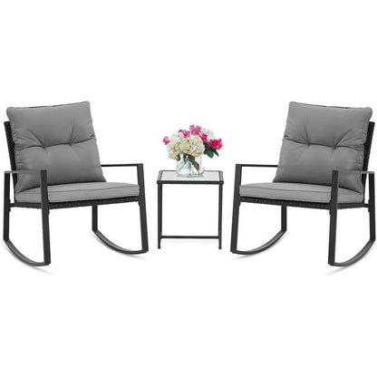 Ensemble bistrot à bascule d'extérieur en métal noir SUNCROWN 3 pièces