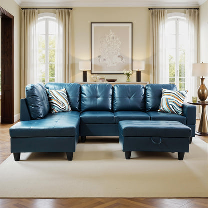 Ensemble de canapés de salon 3 pièces en cuir synthétique semi-PU