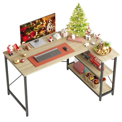 Petit bureau en L avec étagères de rangement Bureau d'ordinateur d'angle