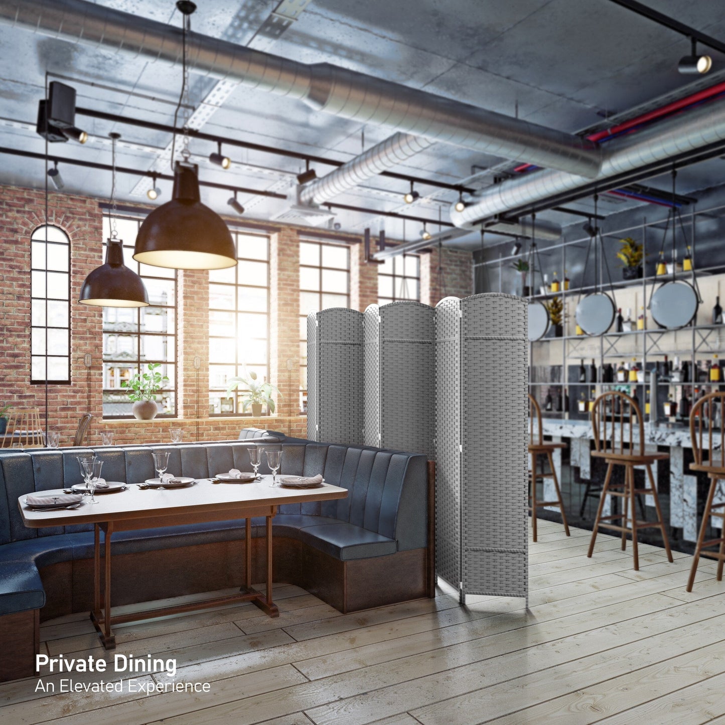 Séparateur de pièce Sorbus à 6 panneaux, cloison de séparation extra large et pliable, tissé à la main, à double charnière, en maille - 1,8 m