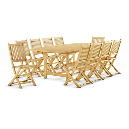 Ensemble de salle à manger d'extérieur Amazonia 11 pièces en teck certifié FSC - 10 places - 11 pièces