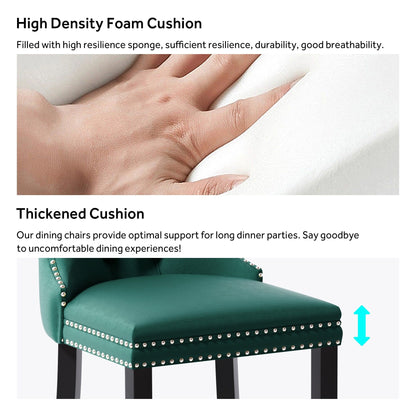 Chaise de salle à manger capitonnée en velours avec pieds en bois massif, lot de 6