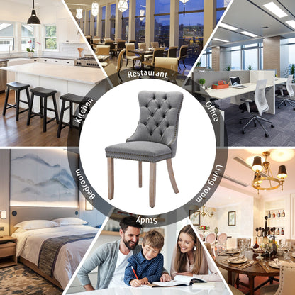 Chaise de salle à manger capitonnée en velours avec pieds en bois massif, lot de 6