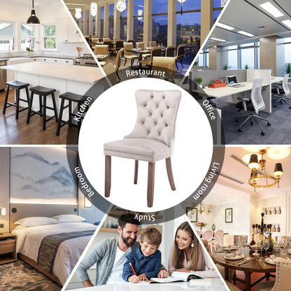 Chaise de salle à manger capitonnée en velours avec pieds en bois massif, lot de 6