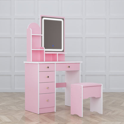 Ensemble de coiffeuse avec miroir et lampe, coiffeuse de maquillage avec tabouret