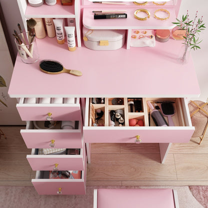 Ensemble de coiffeuse avec miroir et lampe, coiffeuse de maquillage avec tabouret