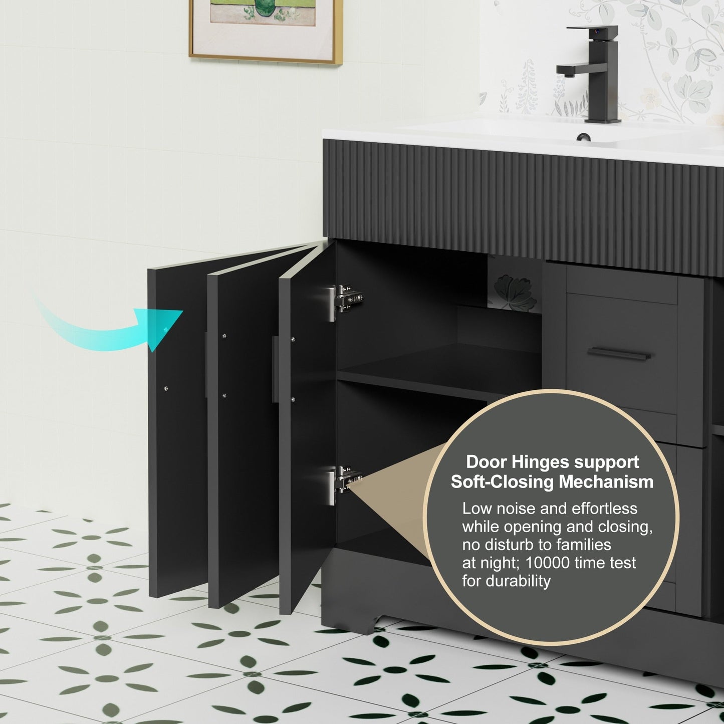 Ensemble de meuble-lavabo Wavy Line 30/36/48 avec lavabo et robinet