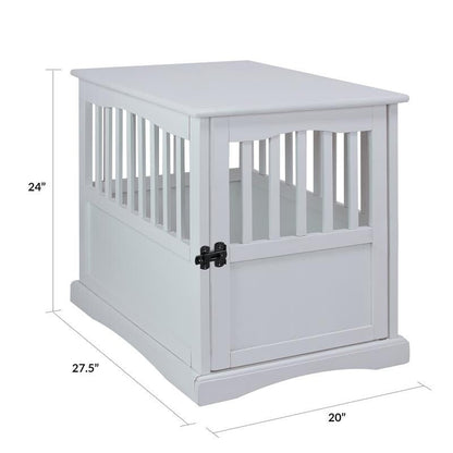 Table d'appoint en bois blanc pour cage pour animaux de compagnie avec porte verrouillable