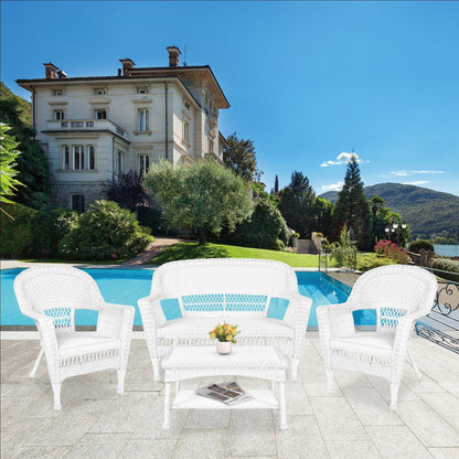 Ensemble de conversation 4 pièces pour patio en osier