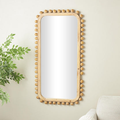 Miroir mural en bois avec cadre perlé - Marron - Roche River Decor