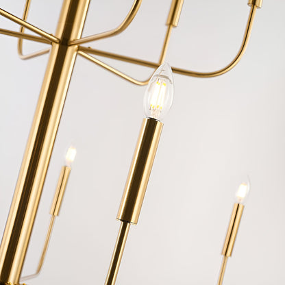 Lustre chandelier minimaliste à 15 lumières, 2 niveaux, design ancien - 48