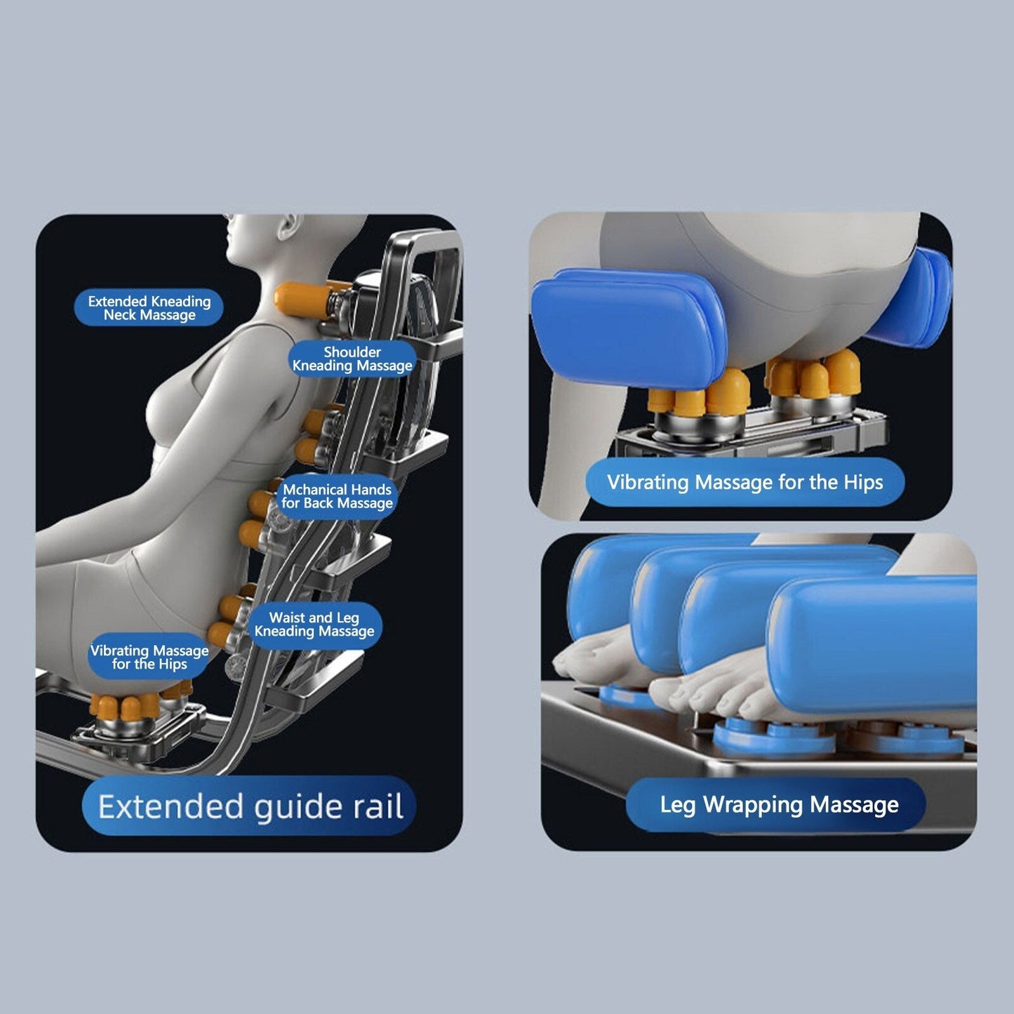 Fauteuil inclinable de massage à gravité zéro avec massage complet du corps, chauffage et audio Bluetooth intégré